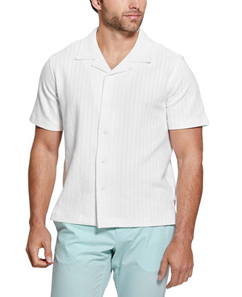 Мужская походная рубашка на пуговицах с короткими рукавами в рубчик Toledo GUESS