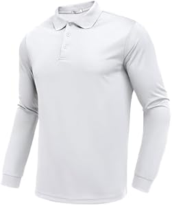 PINSPARK Long Sleeve Polo Shirts for Men Moisture Wicking Golf Shirts Quick Dry Work Hiking Casual Collared Shirt Pinspark