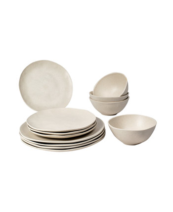Organic Coupe Wheat 12 Piece Dinnerware Set, Service for 4 TarHong
