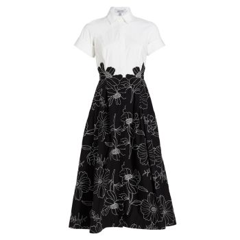 Платье-рубашка с короткими рукавами и цветочной вышивкой Teri Jon by Rickie Freeman
