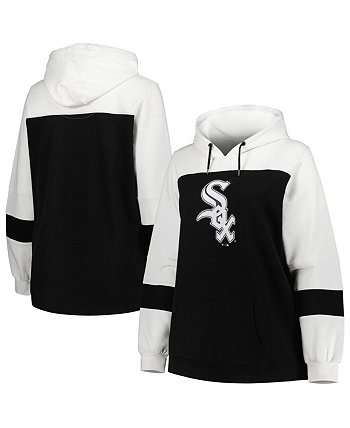 Женский черный пуловер с капюшоном Chicago White Sox больших размеров с цветными блоками Profile