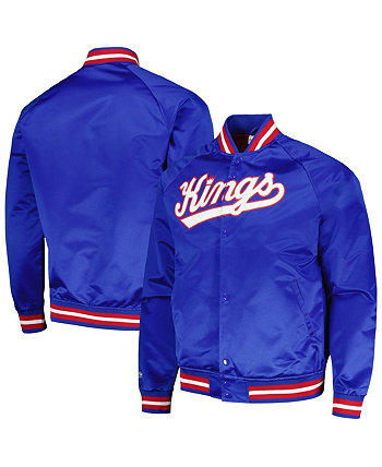 Men's Blue Sacramento Kings Hardwood Classics Throwback Wordmark Raglan Full-Snap Jacket Mitchell & Ness