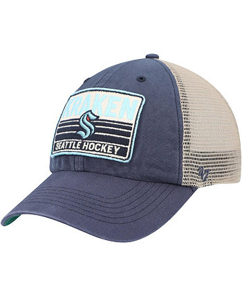Мужская темно-синяя, натуральная кепка Seattle Kraken Four Stroke Clean Up Snapback '47 Brand