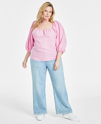 Trendy Plus Size Volume-Sleeve Top, Created for Macy's On 34th