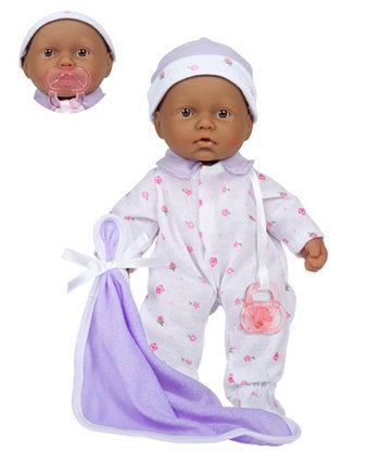 Мягкая кукла La Baby Hispanic 11 дюймов в фиолетовом костюме JC Toys