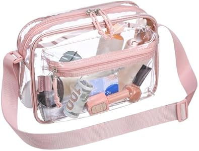 Clear messenger shoulder bag plastic womens crossbody stadium transparent purse work concerts see through CLEKEGBAG