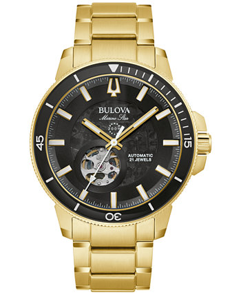 Смарт часы Bulova Men's Automatic Marine Star Series C на золотистом стальном браслете 45мм Bulova