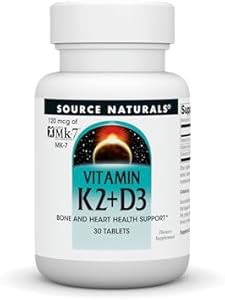 Витамины K2 + D3 для поддержания здоровья костей и сердца - 30 таблеток Source Naturals