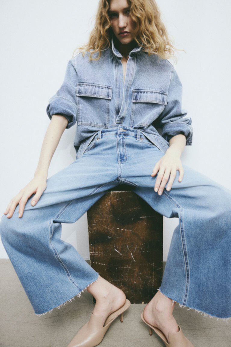 Широкие джинсы до щиколотки H&M