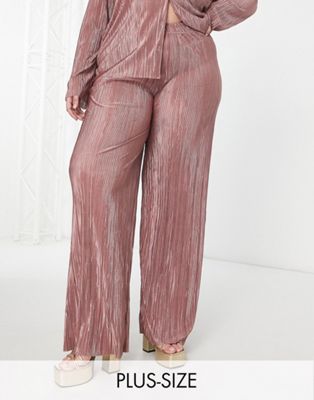 Румяные бархатные плиссированные брюки I Saw It First Plus — часть комплекта I Saw It First