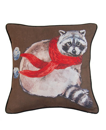 Woodland Holiday Raccoon Square Decorative Pillow, 16" x 16" Donna Sharp