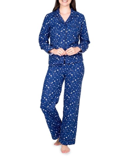 ​2-Piece Cosmic Cozy Flannel Pajama Set Blis
