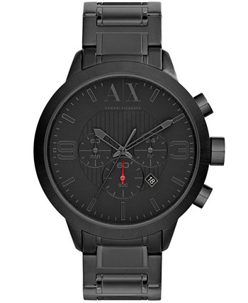 Мужские часы-хронограф с черным браслетом из нержавеющей стали, 49 мм Armani