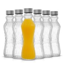 JoyJolt, 6 бутылок для воды с пружинным стеклянным рифлением и крышками из нержавеющей стали JoyJolt