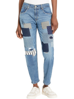 Свободные зауженные к низу джинсы в технике пэчворк цвета Tinted Sapphire Wash Ralph Lauren