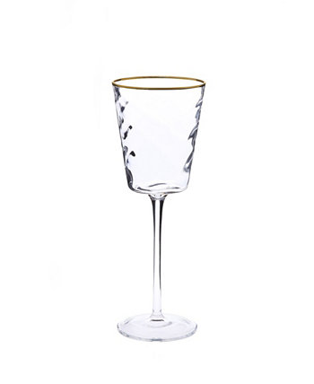 Set of 6 Pebble Glass Water Glasses with Gold Tone Rim Classic Touch