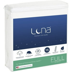 Luna Mattress Protector - Waterproof Mattress Cover w/ Absorbent Cotton Terry Surface, Full Luna