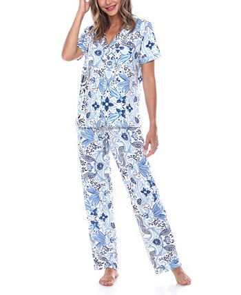Женские брюки с коротким рукавом, тропический пижамный комплект, 2 предмета White Mark