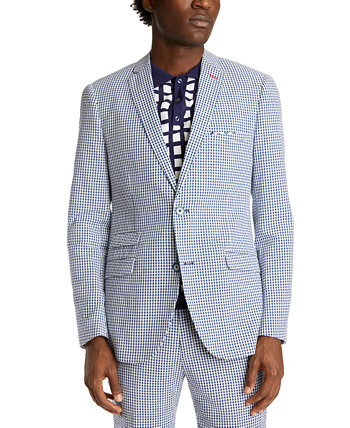 Мужской приталенный костюм в темно-синюю/белую клетку в мелкую клетку, отдельная куртка Paisley & Gray