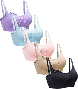 Suekaphin 5PACK Nursing Bra Wireless Bra Women's Sleeping Maternity Bra Breastfeeding Bra Suekaphin