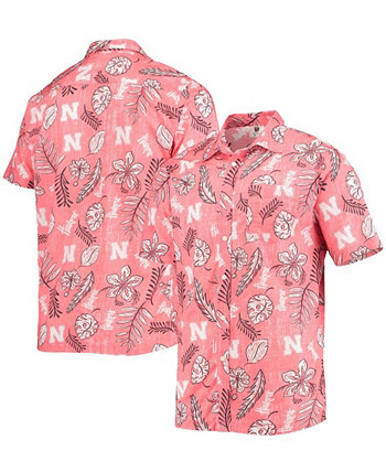 Мужская рубашка на пуговицах в винтажном стиле с цветочным рисунком Scarlet Nebraska Huskers Wes & Willy