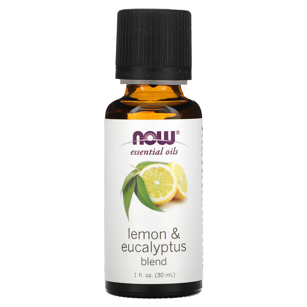 Эфирные масла, смесь лимона и эвкалипта, 1 жидкая унция (30 мл) NOW Foods