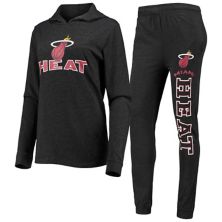 Women's Concepts Sport Black Miami Heat Pullover Hoodie & Pants Sleep Set Unbranded
