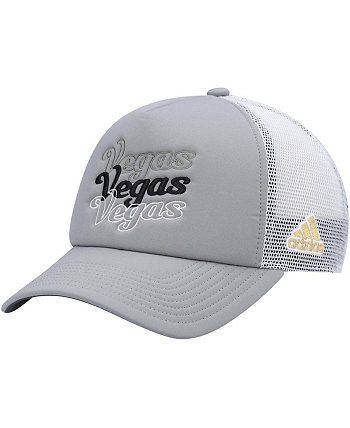 Женская серо-белая бейсболка Vegas Golden Knights Foam Trucker Snapback Adidas