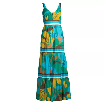 Тропическое многоярусное платье макси Hope for Flowers