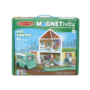 Melissa & Doug Magnetivity Magnetic Building Play Set – Pet Center with Rescue Vehicle (95 Pieces) Melissa & Doug