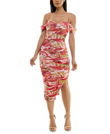 Асимметричное платье миди со сборками и цветочным принтом для юниоров BCX