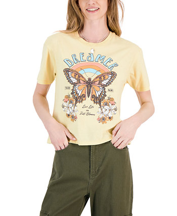 Juniors' Dreamer Butterfly Graphic T-Shirt Rebellious One