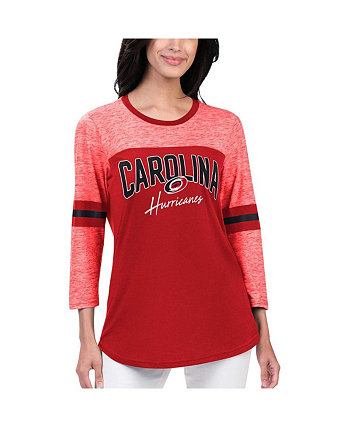Women's Red Carolina Hurricanes Play The Game 3/4-Sleeve T-shirt G-III