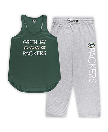 Женский комплект для сна зеленого и золотого цвета Green Bay Packers размера плюс без рукавов и брюк Concepts Sport