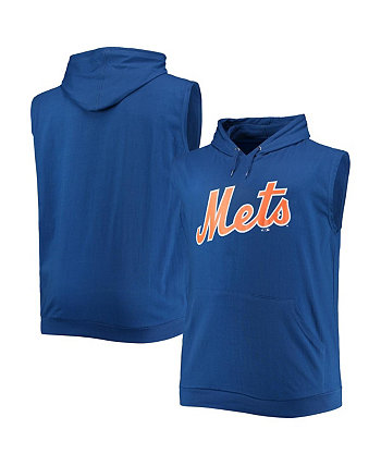 Мужской пуловер с капюшоном без рукавов из джерси Royal New York Mets Muscle Muscle Profile