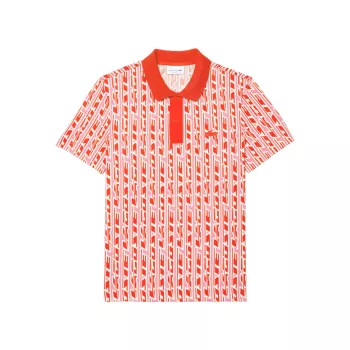 Двухцветная рубашка поло из эластичного пике с принтом Lacoste