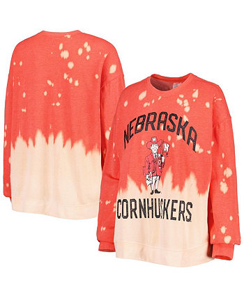 Женский красный рваный пуловер Nebraska Huskers Twice As Nice с выцветшим рисунком, топ с длинными рукавами Gameday Couture