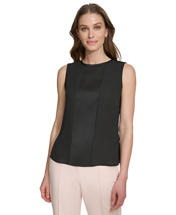 Женская блузка без рукавов с круглым вырезом, смешанная техника DKNY