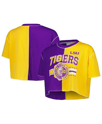 Женская фиолетово-золотая укороченная футболка LSU Tigers с цветными блоками ZooZatz