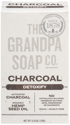 The Grandpa Soap Co Мыло-мыло для лица и тела с древесным углем для детоксикации -- 4,25 унции The Grandpa Soap Co.