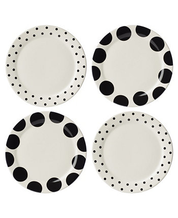 on the Dot Ассорти, набор обеденных тарелок из 4 предметов, сервиз на 4 персоны Kate Spade New York