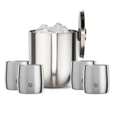 Premium Insulated Stainless Steel Ice Bucket And Rocks Glass Set Snowfox