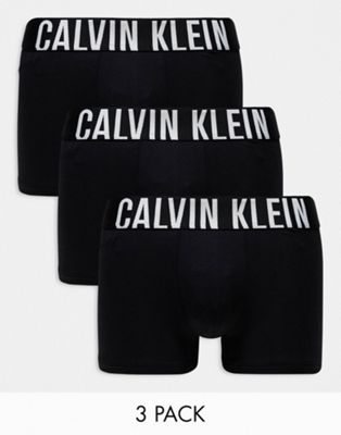 Calvin Klein intense power cotton stretch trunks 3 pack in black Calvin Klein