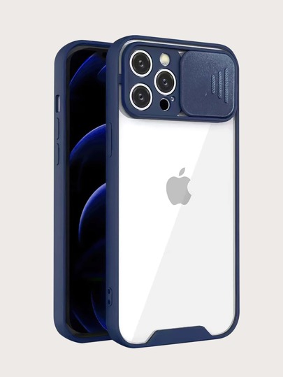 Чехол совместимый с iPhone с контрастной рамкой со сдвижной крышкой камеры SHEIN
