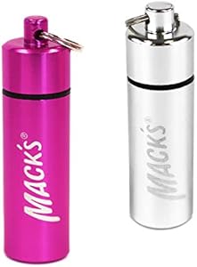 Mack’s Keychain Carrying Case, Aluminum, Waterproof Ear Plugs Holder – 2 Pack (Pink) Mack's