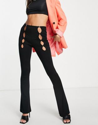 The Kript Y2K high waisted flare pants with cut out detail - part of a set The Kript