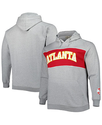 Мужской пуловер с капюшоном цвета Хизер Серый Atlanta Hawks Big and Tall с надписью Fanatics