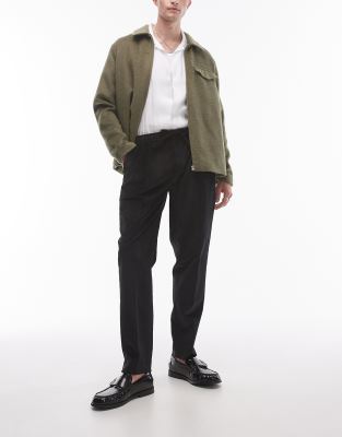 Topman taper cord pants in black TOPMAN