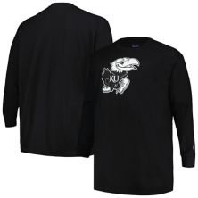 Men's Profile Black Kansas Jayhawks Big & Tall Pop Long Sleeve T-Shirt Profile