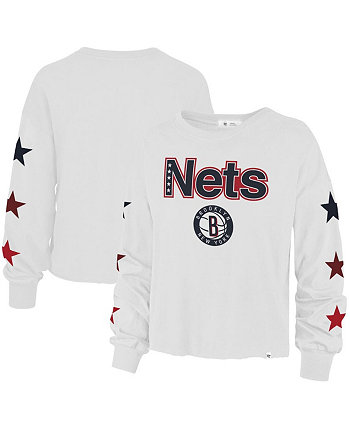 Женская белая футболка с длинным рукавом Brooklyn Nets 2021/22 City Edition Call Up Parkway '47 Brand